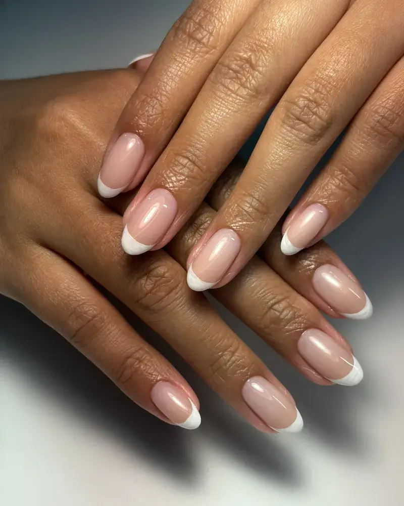 Almond French manicure